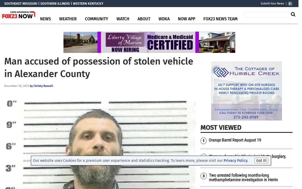 Alexander County KBSI arrest news with agency photo source credit