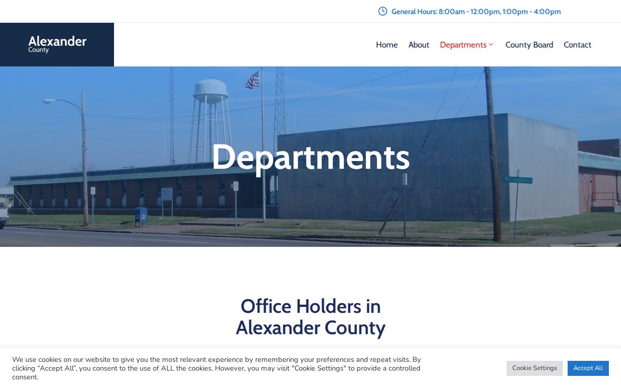 Alexander County official departments navigation for booking record routing